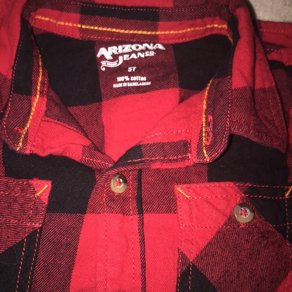 Arizona jean co 5T red plaid button down shirt 💕 - Picture 3 of 3